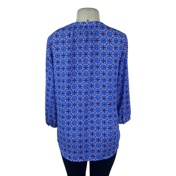 Banana Republic Womens Blue Floral-Print Long-Sleeve Blouse  Size S - Picture 3 of 6